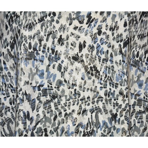 Rebecca Malone Women's Metallic Animal Print Thin Knit Top 1X 3/4 Sleeve Stretch - Picture 3 of 9